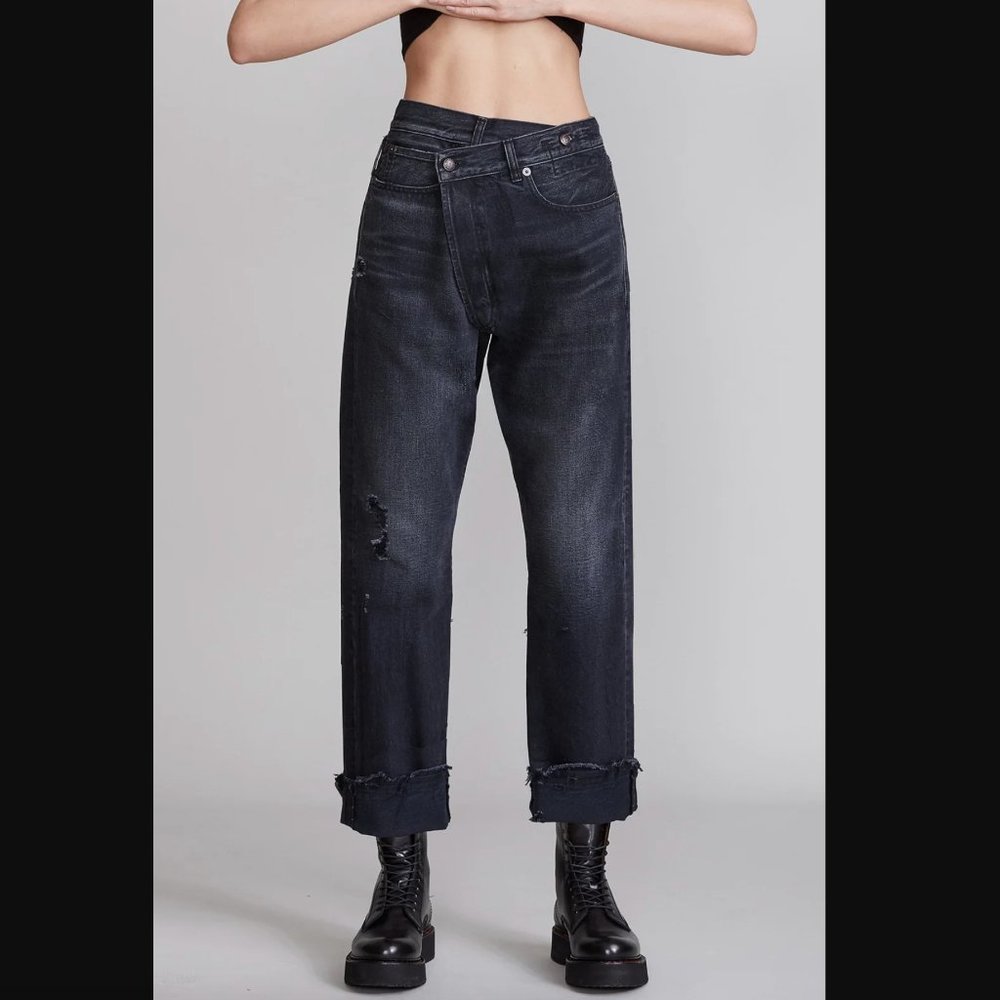 R13 Cross Over Jeans in Jake Black Size 25